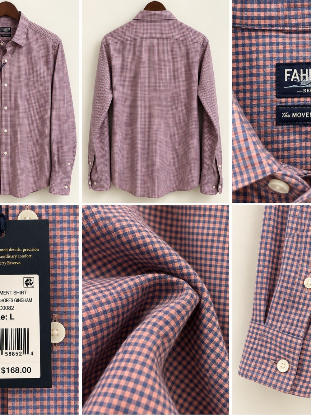Faherty Men’s Gingham Button-Down Shirt in Pink & Navy